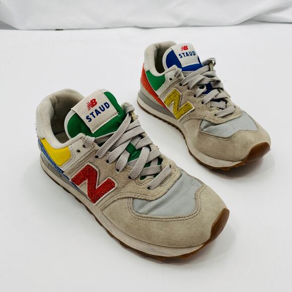 New Balance Staud X 574 'Rain Cloud Team Red' - Picture 1 of 9